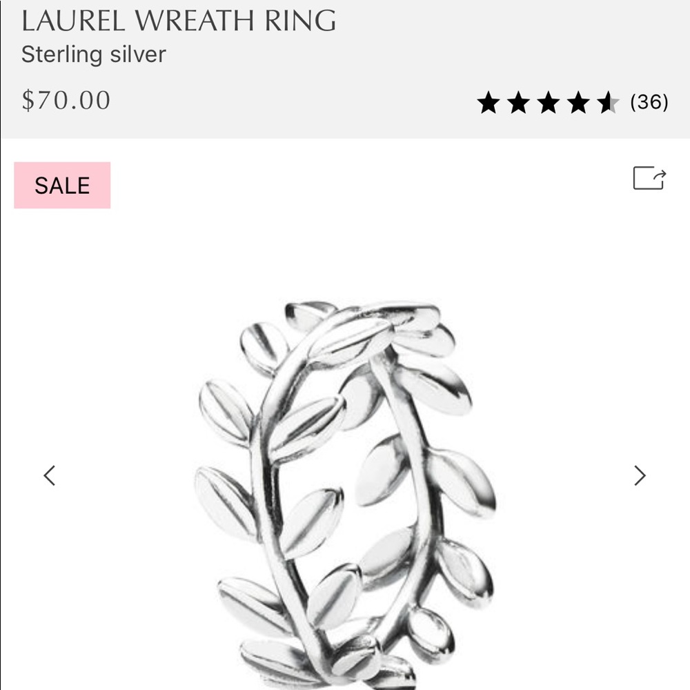 Pandora Laurel Wreath Ring Size 48 or 4.5